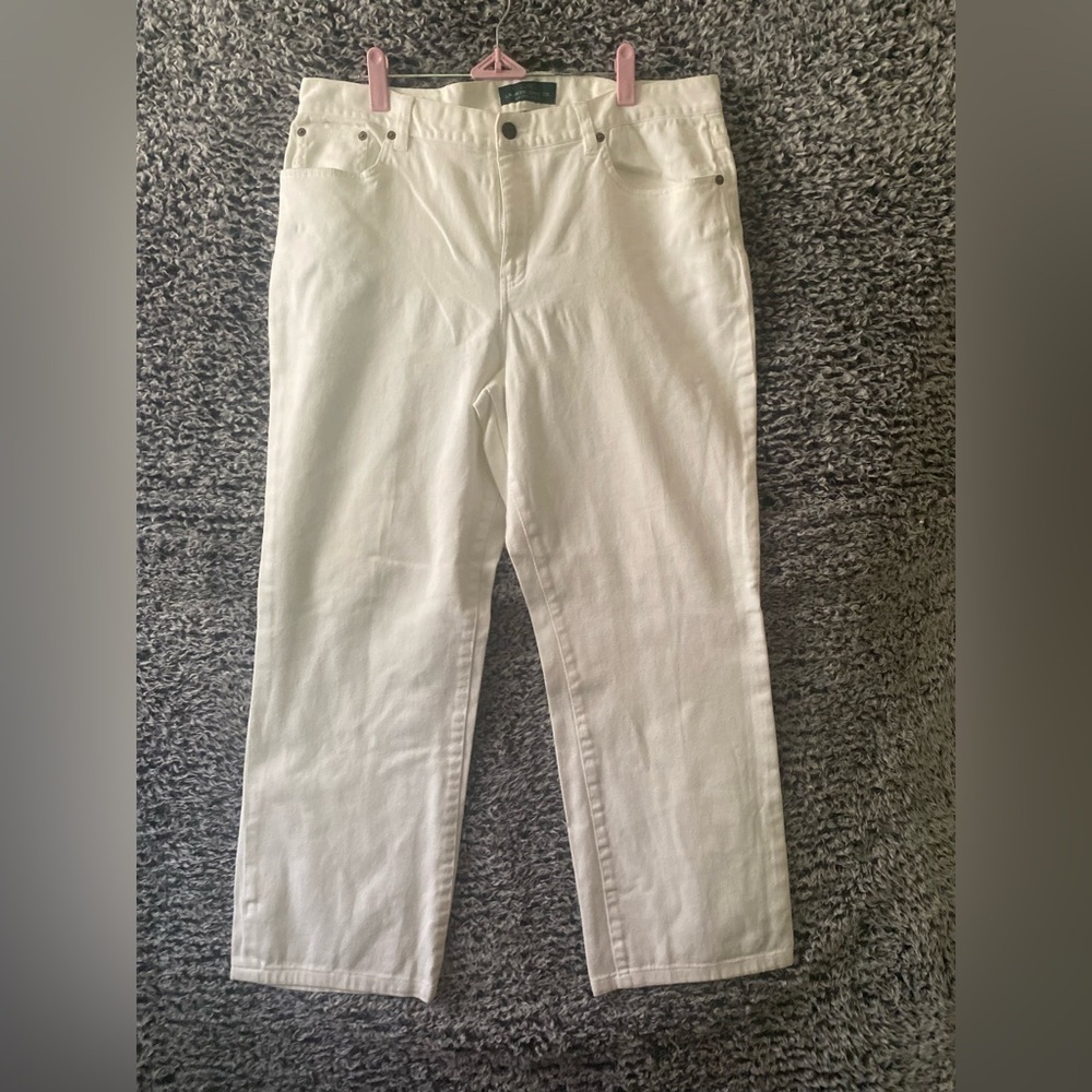 Women's LRL Lauren Jeans Co White Straight Classic Jeans - Sz 14